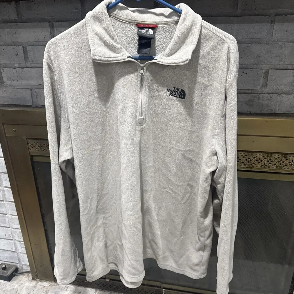 mens north face 1/4 zip fleece pullover Tan Large